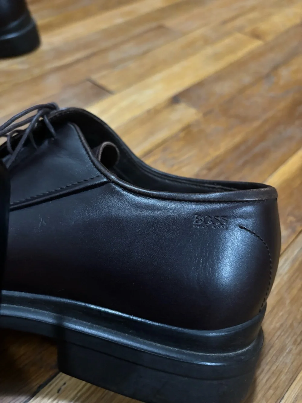 Classic Men's Hugo boss chocolate brown Leather Lace-Up Dress Shoes